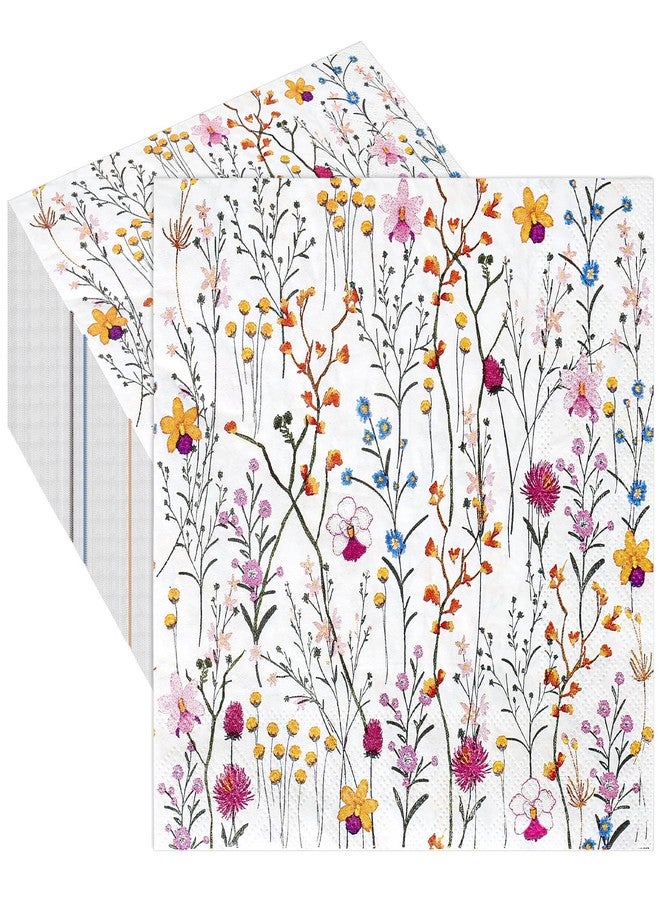 وولاين مجموعة مناديل ورقية مزينة بالزهور من والين، 80 قطعة، مثالية لحفلات الغداء والمناسبات الخاصة، مصنوعة من قماش مزخرف، مناسبة لحفلات العشاء والزفاف وأعياد الميلاد في فصل الربيع. - Image 1